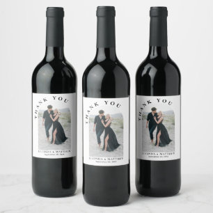 Etiqueta Para Botella De Vino Boda fotográfico de arte moderno Gracias