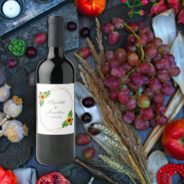 Etiqueta Para Botella De Vino Boda geométrico de girasol