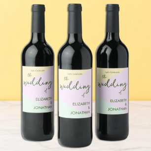 Etiqueta Para Botella De Vino Boda geométrico Pastel silenciado