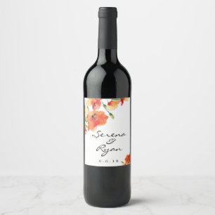 Etiqueta Para Botella De Vino Boda Golden Poppy de verano