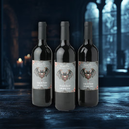 Etiqueta Para Botella De Vino Boda Gothic Bat
