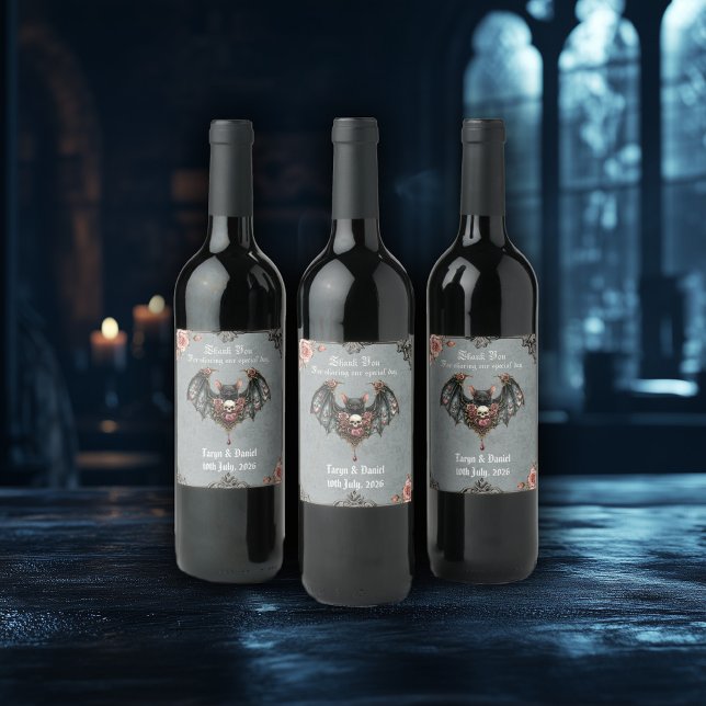 Etiqueta Para Botella De Vino Boda Gothic Bat (Subido por el creador)