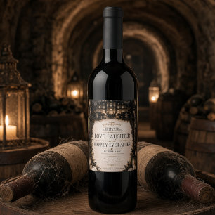 Etiqueta Para Botella De Vino Boda Gótica de Luna Celestial de Lujo