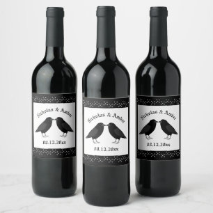 Etiqueta Para Botella De Vino Boda gótico Kissing Ravens Personalizado