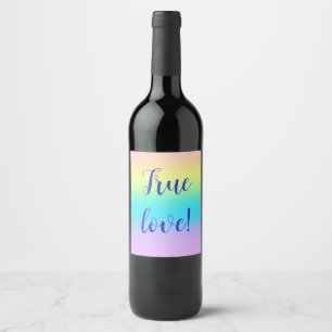 Etiqueta Para Botella De Vino Boda gradiente gradiente arcoiris pastel