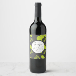 Etiqueta Para Botella De Vino Boda Gris Amarillo Limón y Limas Silo