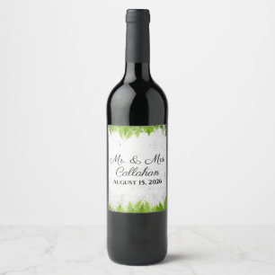 Etiqueta Para Botella De Vino Boda Hojas Románticas Helechos Naturales Elegantes