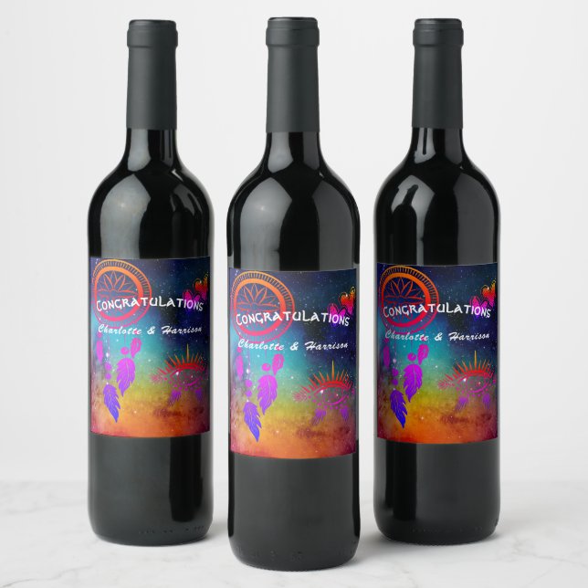 Etiqueta Para Botella De Vino Boda inusual de Wiccan Magic (Botellas)