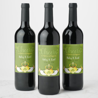 Etiqueta Para Botella De Vino Boda irlandés del corazón de Claddagh