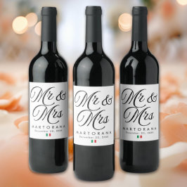 Etiqueta Para Botella De Vino Boda Italiana Personalizada de Sr y Sra