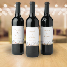 Etiqueta Para Botella De Vino Boda Jardín de Mariposa de Oro Rosa