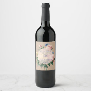 Etiqueta Para Botella De Vino Boda Jardín de Rosa de mariposa en inglés