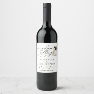 Etiqueta Para Botella De Vino Boda linda de perro PUG