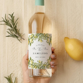 Etiqueta Para Botella De Vino Boda mediterráneo de la costa de Lemon Amalfi amar