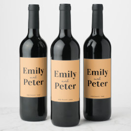 Etiqueta Para Botella De Vino Boda melocotón minimalista moderno