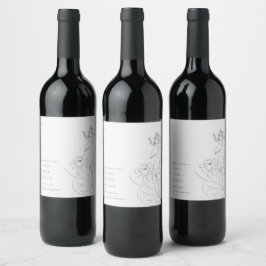 Etiqueta Para Botella De Vino Boda minimalista elegante de esbozo floral acuátic