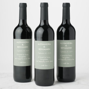 Etiqueta Para Botella De Vino Boda Minimalista Moderna Atemporal Verde Salvia
