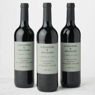 Etiqueta Para Botella De Vino Boda minimalista moderna   Intemporal verde salvia
