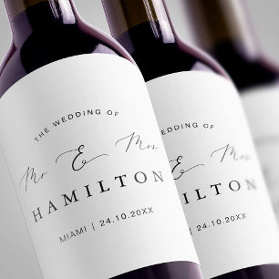 Etiqueta Para Botella De Vino Boda Minimalista moderno