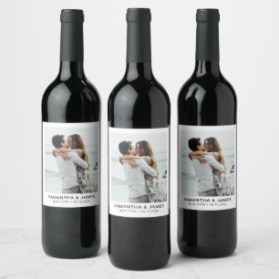 Etiqueta Para Botella De Vino Boda minimalista moderno de fotografía Personaliza
