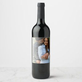 Etiqueta Para Botella De Vino Boda minimalista moderno de superposición de fotos