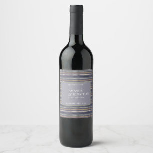 Etiqueta Para Botella De Vino Boda Minimalista moderno Dusty Purple Zigzag