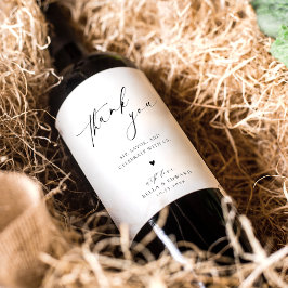 Etiqueta Para Botella De Vino Boda Minimalista moderno Gracias Etiqueta De Vino