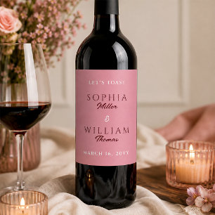 Etiqueta Para Botella De Vino Boda Minimalista Rosa Polvo