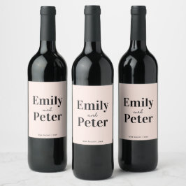 Etiqueta Para Botella De Vino Boda Minimalista Rosado Simple Neutral