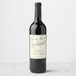Etiqueta Para Botella De Vino Boda Moderna de Onda Verde con Raya de Sabio
