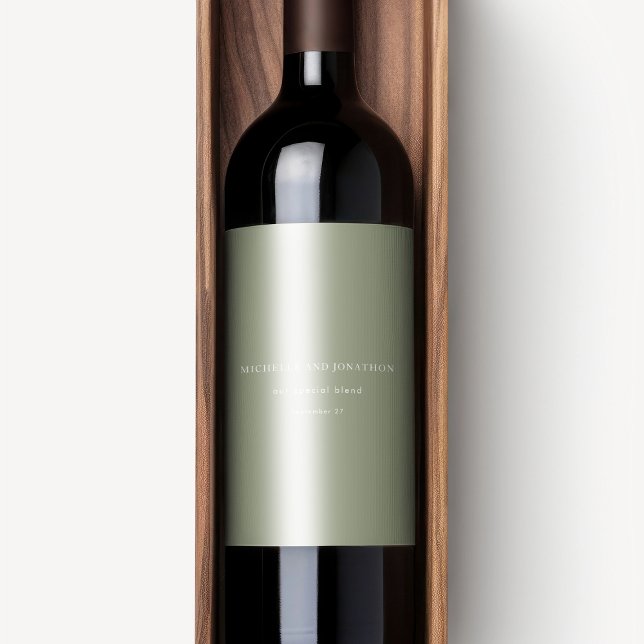 Etiqueta Para Botella De Vino Boda moderna elegante de salvia blanca verde (Subido por el creador)