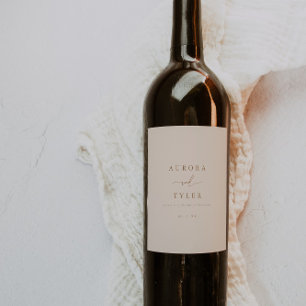 Etiqueta Para Botella De Vino Boda Moderna en Beige Claro 