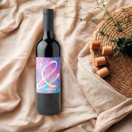 Etiqueta Para Botella De Vino Boda moderna minimalista audaz de ópalo y oro