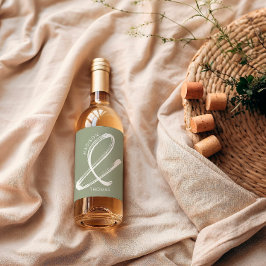 Etiqueta Para Botella De Vino Boda Moderna Minimalista Audaz Verde Sabio Sencill