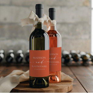 Etiqueta Para Botella De Vino Boda Moderna Minimalista Elegante Poniendo de Sol 