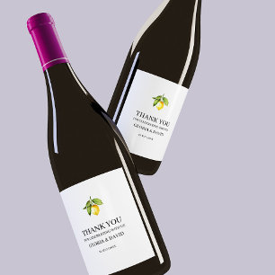 Etiqueta Para Botella De Vino Boda moderno limón amarillo