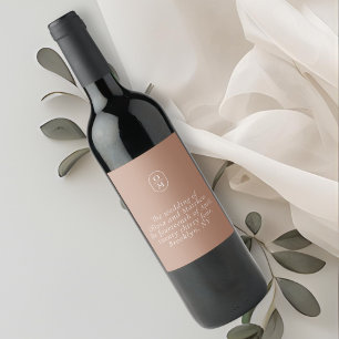 Etiqueta Para Botella De Vino Boda Monograma Chic Terracota