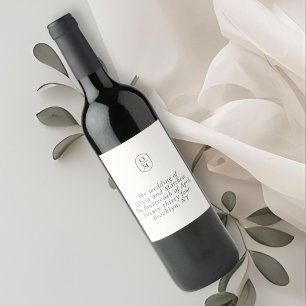 Etiqueta Para Botella De Vino Boda Monograma Marfil Chic
