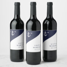 Boda monograma moderno con estilo náutico azul