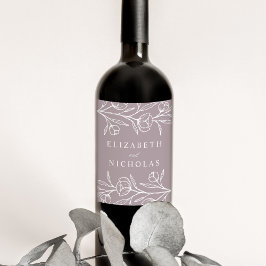 Etiqueta Para Botella De Vino Boda morado con sabor a harina escarpado