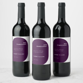 Etiqueta Para Botella De Vino Boda morado sólido geométrico moderno Moody Dark