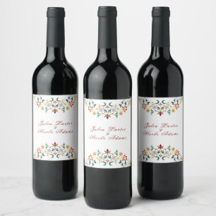 Etiqueta Para Botella De Vino Boda Motivo Clásico Intrincado Geometría Vintage
