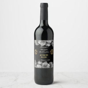 Etiqueta Para Botella De Vino Boda negro del pentáculo de Wiccan
