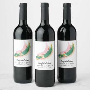 Etiqueta Para Botella De Vino Boda o compromiso de pinturas de arte moderno