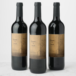 Etiqueta Para Botella De Vino Boda occidental de la huerta de madera rústica