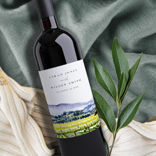 Etiqueta Para Botella De Vino Boda paisajístico de viñedos de Napa Valley Waterc