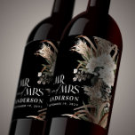 Etiqueta Para Botella De Vino Boda pampas eucalyptus moderno mr y mrs fiesta<br><div class="desc">Bodas Mr. y Mrs. pampas,  eucalipto botánico moderno de boho negro y blanco regalo de decoración.</div>