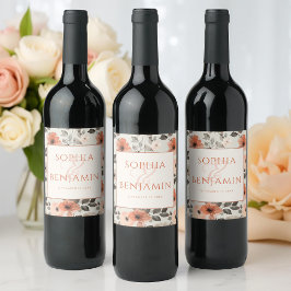 Etiqueta Para Botella De Vino Boda Peach moderno