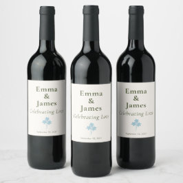 Etiqueta Para Botella De Vino Boda Personalizada de Flor Silvestre Rústica