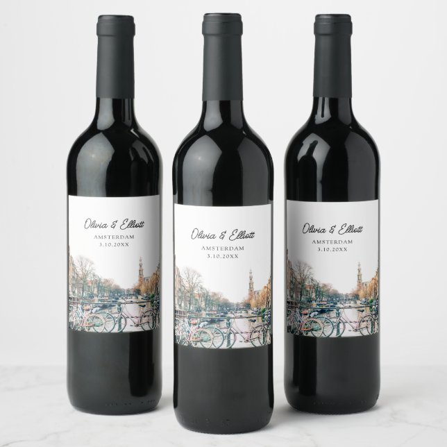 Etiqueta Para Botella De Vino Boda personalizado de Ámsterdam (Botellas)